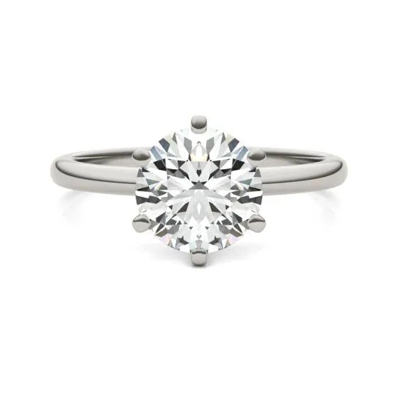2 CTW Round Lab Grown Diamond Six Prong Solitaire Engagement Ring - G-VS Clarity, AGI Certified, 14K White Gold