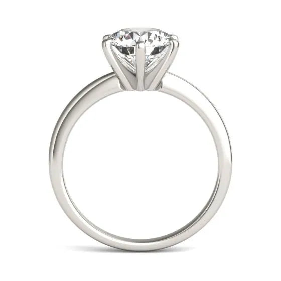 2 CTW Round Lab Grown Diamond Six Prong Solitaire Engagement Ring - G-VS Clarity, AGI Certified, 14K White Gold