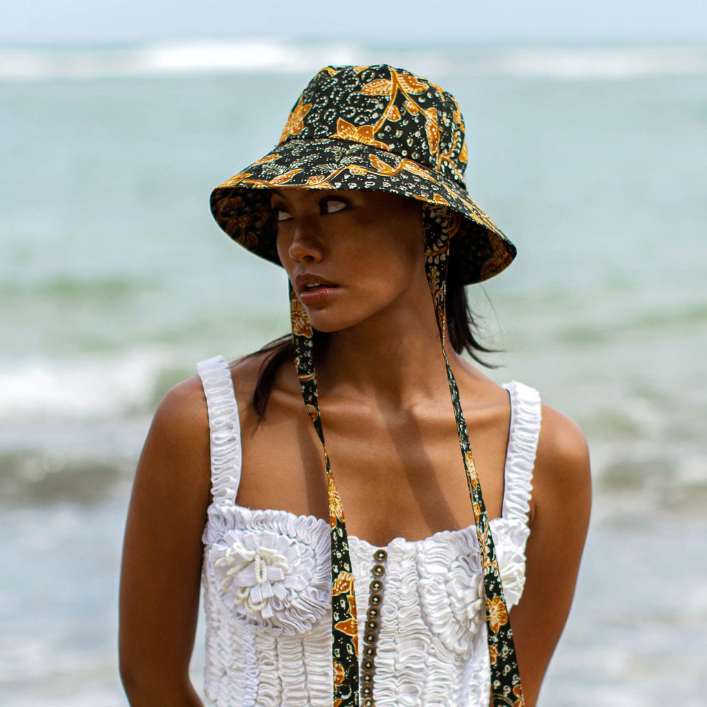 JASMINE Chinoiserie Batik Hat In Brown and Black