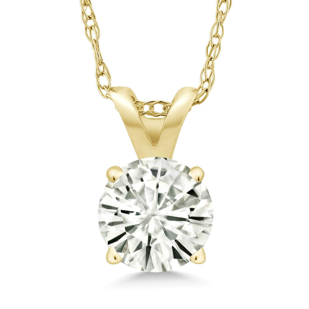 2CTW Created Moissanite Solitaire Pendant Necklace with 18" Chain - Choice of 14k White or Yellow Gold