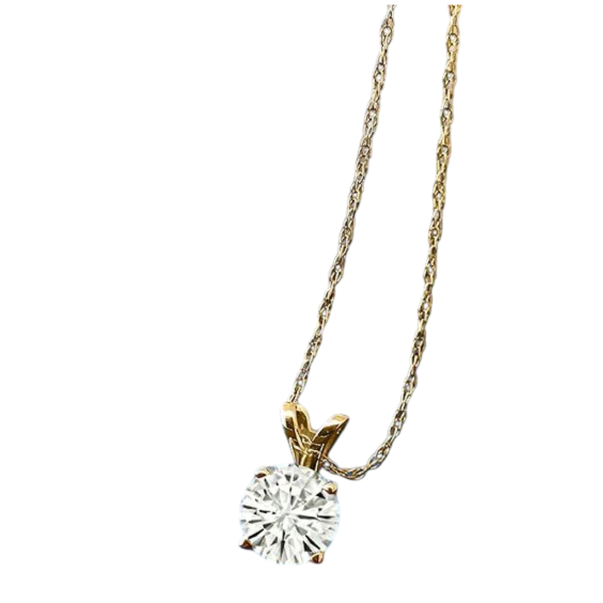 2CTW Created Moissanite Solitaire Pendant Necklace with 18" Chain - Choice of 14k White or Yellow Gold