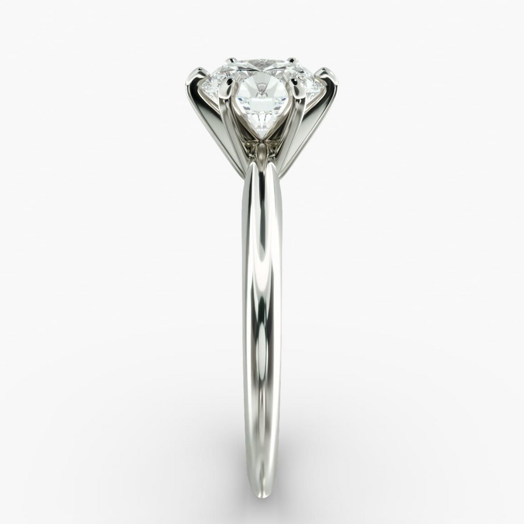 3.00 CTW AGI Certified Round Lab Grown Diamond Six Prong Solitaire Engagement Ring - F-VS Clarity in 14K White Gold