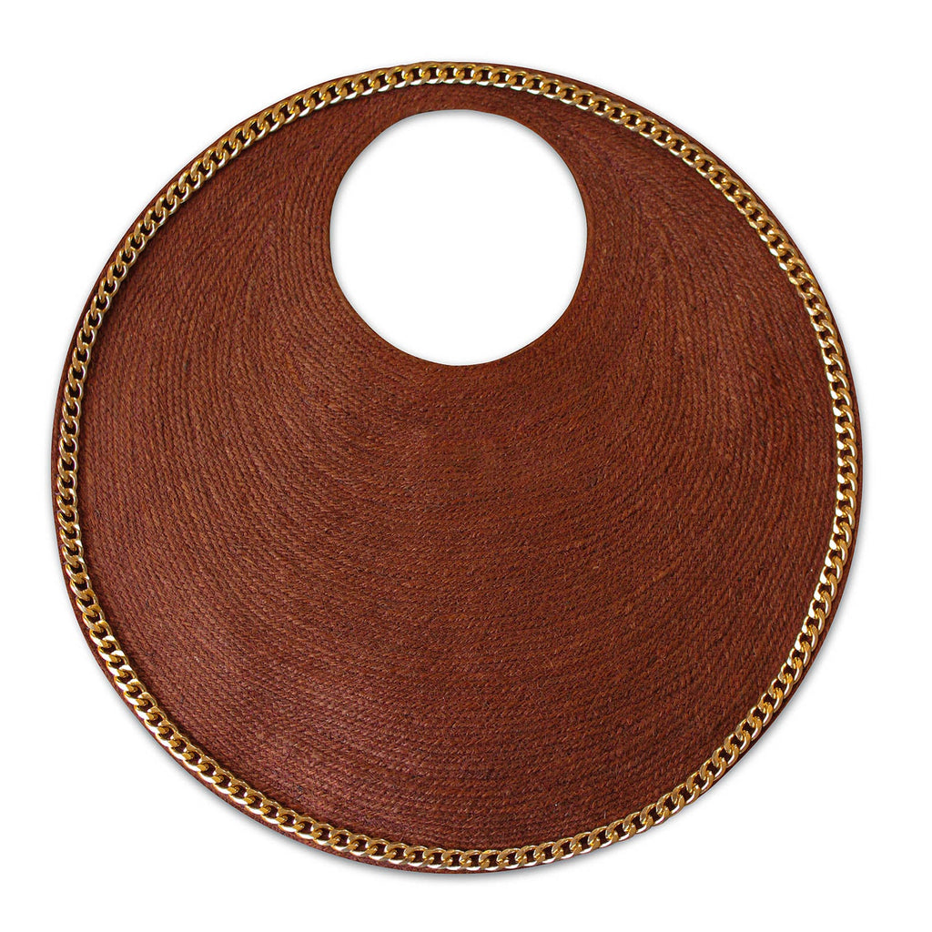 SOLO ESPRESSO Large Jute Bag With Gold Chain