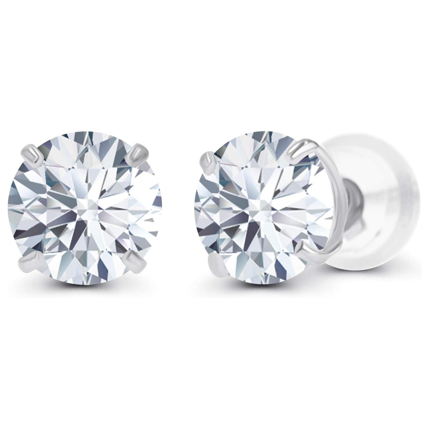 2.00 CTW AGI Certified Lab-Grown Diamond Stud Earrings in 14K White Gold - G Color, VS Clarity