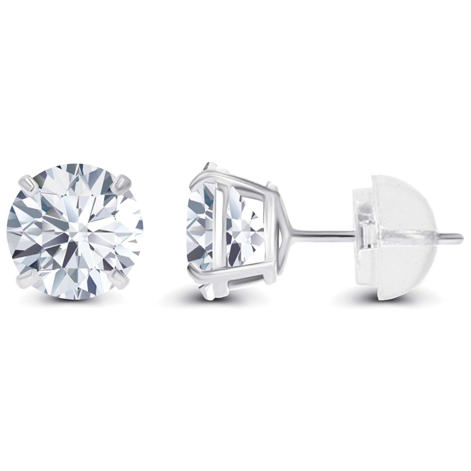 2.00 CTW AGI Certified Lab-Grown Diamond Stud Earrings in 14K White Gold - G Color, VS Clarity