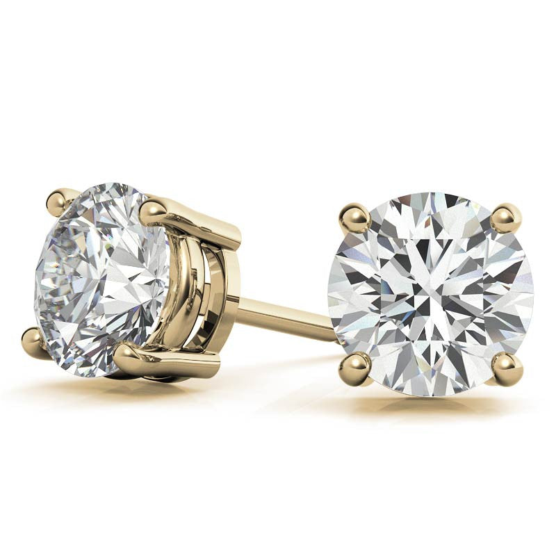 2CTW Lab Created Moissanite Stud Earrings (G-VS) in Choice of 14K White Gold or Yellow Gold