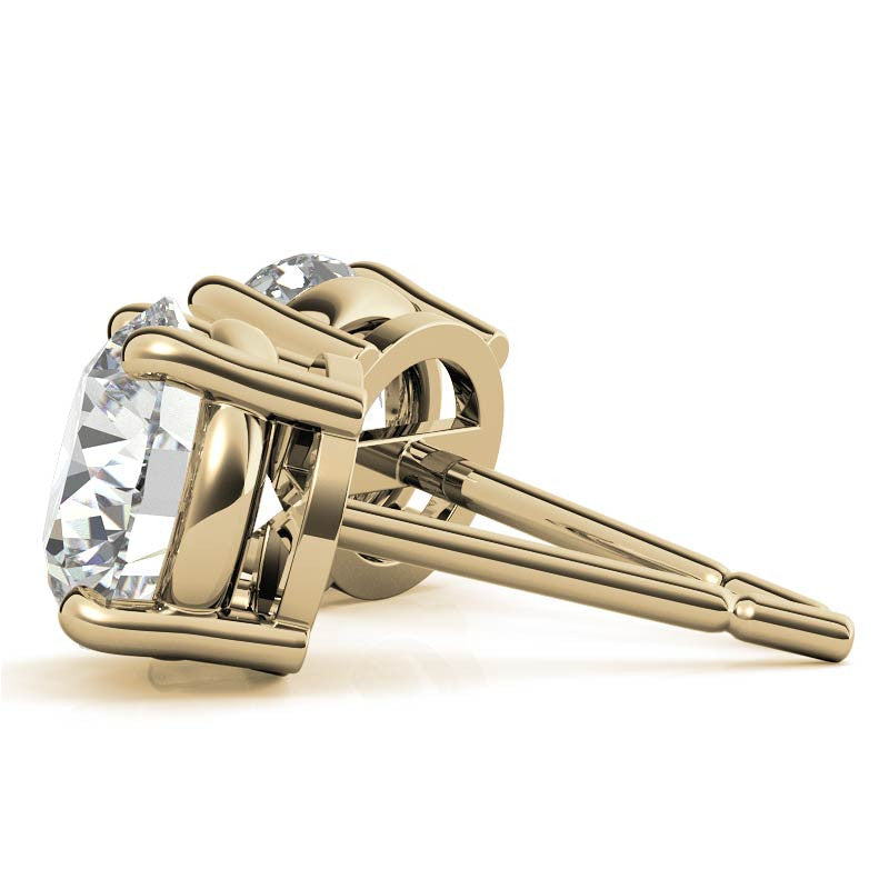 2CTW Lab Created Moissanite Stud Earrings (G-VS) in Choice of 14K White Gold or Yellow Gold