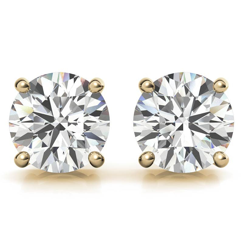 2CTW Lab Created Moissanite Stud Earrings (G-VS) in Choice of 14K White Gold or Yellow Gold