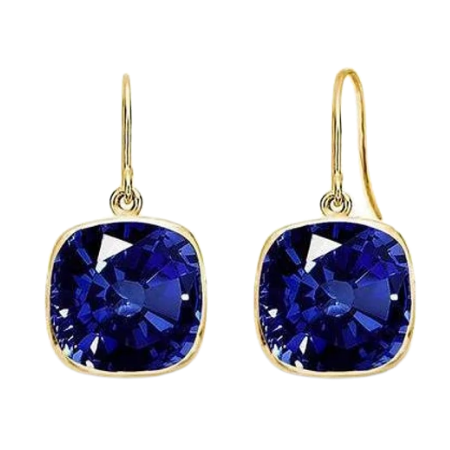 5.00 CTW Lab Grown Sapphire and Emerald Cushion Cut Drop Earrings Set - 14K Gold (2 Pairs)