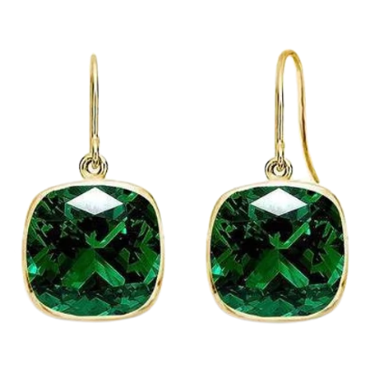5.00 CTW Lab Grown Sapphire and Emerald Cushion Cut Drop Earrings Set - 14K Gold (2 Pairs)