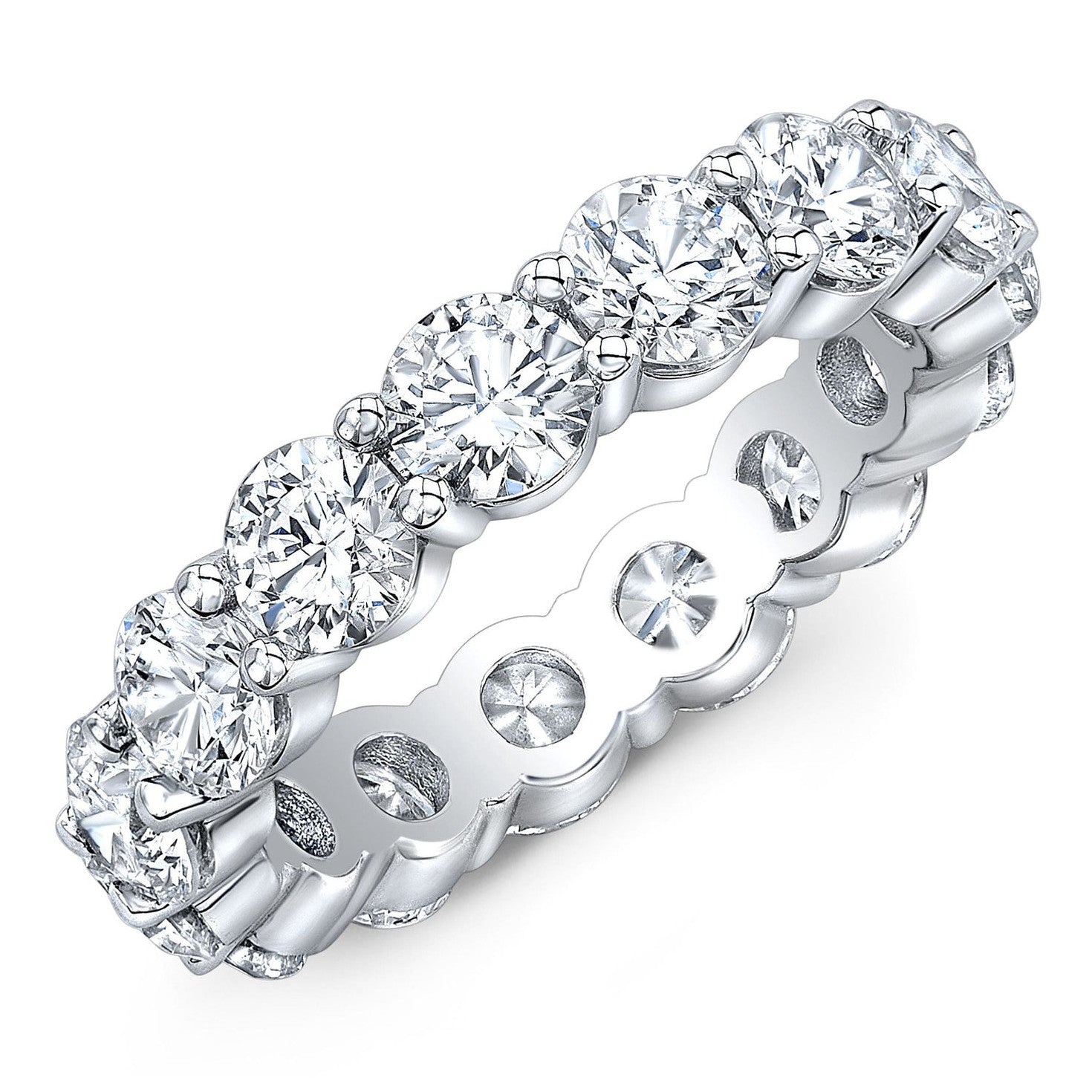 4.00 Ct Round Cut Created Moissanite Classic Eternity Band in 14k Gold Overlay