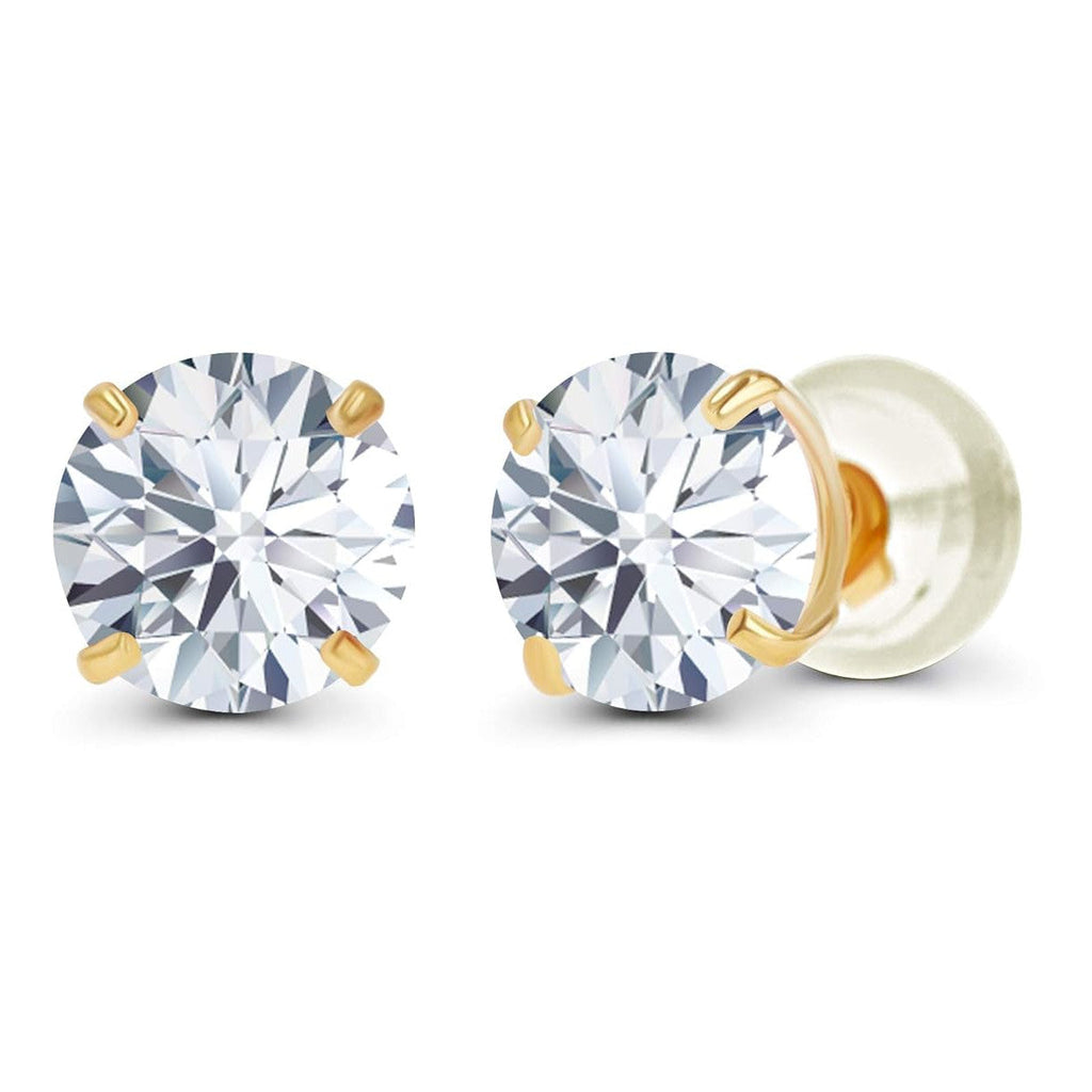 2.00 CTW Round CZ Stud Earrings in 14K White or Yellow Gold – Handcrafted Luxury
