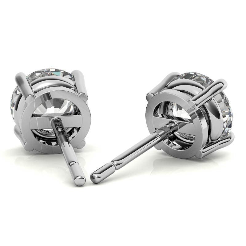 2CTW Lab Created Moissanite Stud Earrings (G-VS) in Choice of 14K White Gold or Yellow Gold
